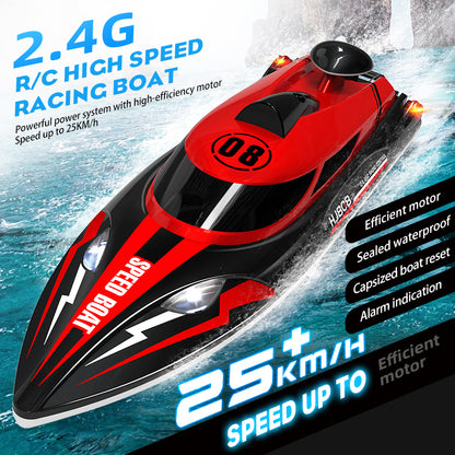 HJ808 RC speedboat 2.4G water toy boat light speed 25KM high-speed remote control boat