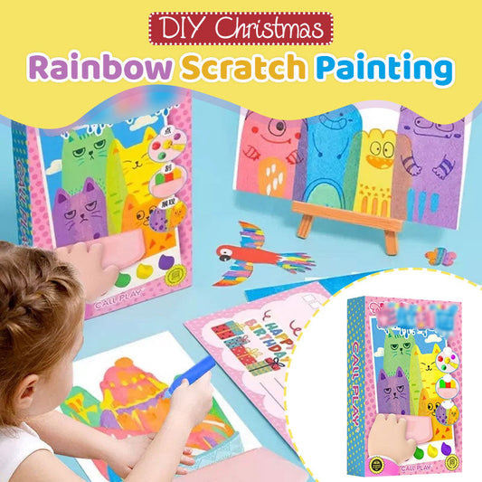 DIY Rainbow Scratch Christmas Painting