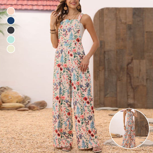 Previous Next Floral Button Wide Leg Jumpsuit