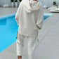 Women's Two-Piece Solid Color Hooded Sweatshirt Set