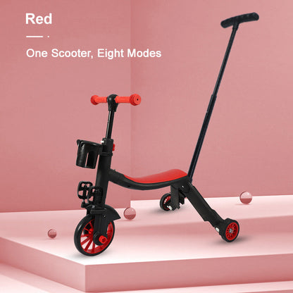 Multifunctional children's eight-in-one transforming balance three-wheeled scooter