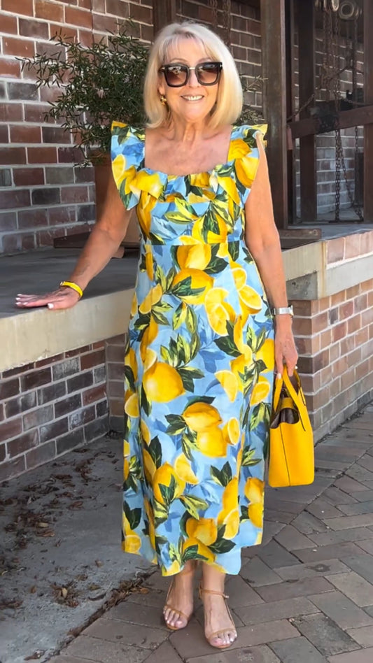 💥Summer sale-50% OFF🍋Plus Size Lemon Printing Tunic Dress