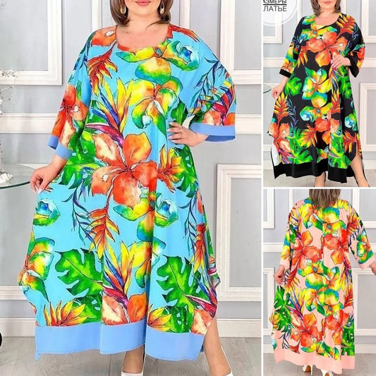 【M-4XL】2024 women's new summer dress printed fashion