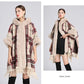 Faux rabbit fur collar hooded cape