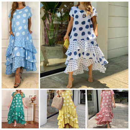 Polka Dot Printed Swing Long Dress