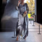 Elegant Chiffon Marbleized Print Dress