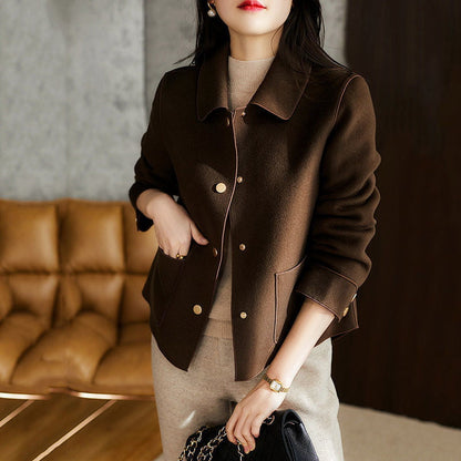 Women's Fashion Short Double-faced Wool Coat