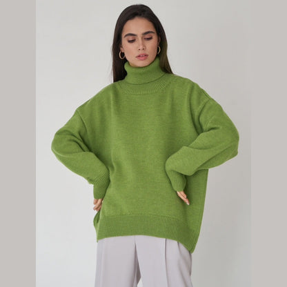 Women's Casual Solid Color Turtleneck Sweater