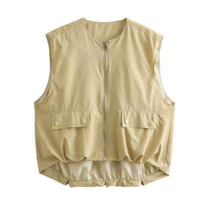 Women's Casual Zipper Cardigan Sleeveless Vest Jacket