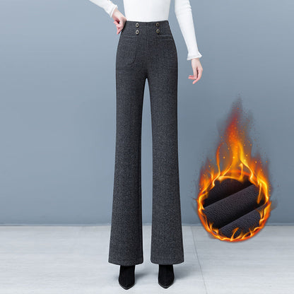 Women's Thickened Casual Slightly Flared Straight Pants