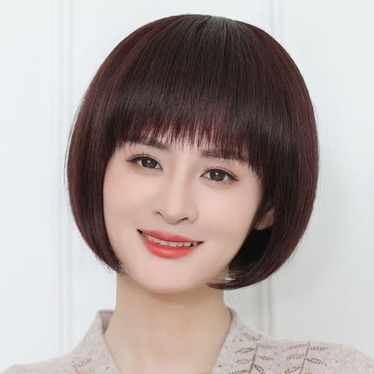 Natural Short Straight Bob Wig with Bangs