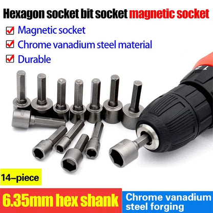 Hexagon Handle Screw Powerful Socket Wrench Set of 14 Pieces