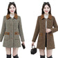 💃【L-4XL】Fashion plaid autumn and winter mid-length coat with square collar
