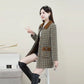 💃【L-4XL】Fashion plaid autumn and winter mid-length coat with square collar