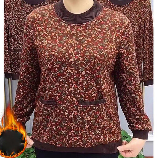 Nice Gift! Women’s Warm Plush Round Neck Pullover Bottom Shirt