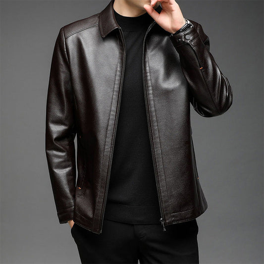 Men's Windproof Warm Leather Jacket