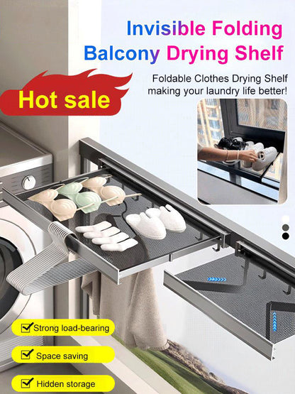 Balcony Clothes Rack Wall-Mounted Retractable Storage Shelf